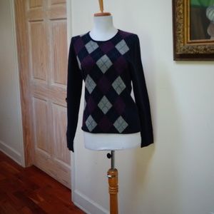 VGUC FIONA 100% Cashmere Argyle Sweater Sz XL